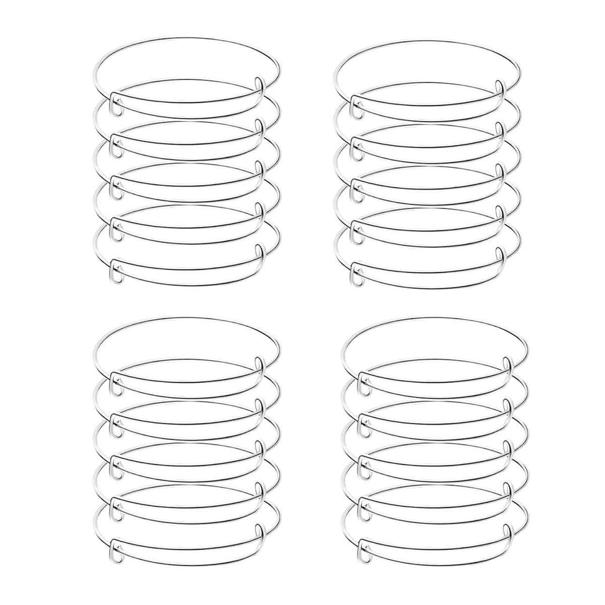SANNIDHI 20pcs Expandable Blank Bangle Bracelet Adjustable Wire Bracelets DIY Silver Line Bracelet for Jewelry Making SANNIDHI 20pcs Expandable Blank Bangle Bracelet Adjustable Wire Bracelets DIY Silver Line Bracelet for Jewelry Making